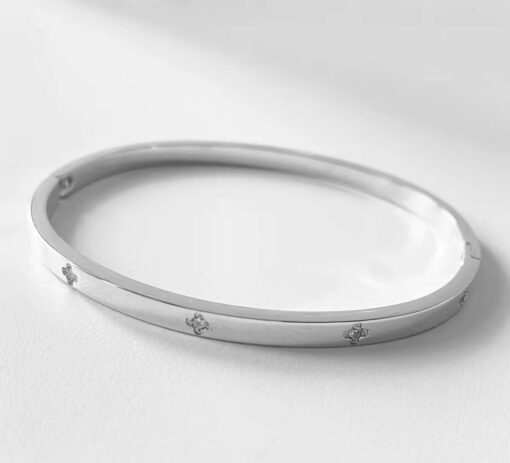 41119 - Pulsera Plateado acero flor incrustado