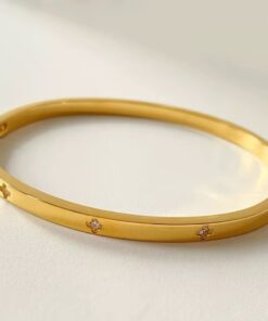 41119-1 Pulsera Dorado acero flor incrustado