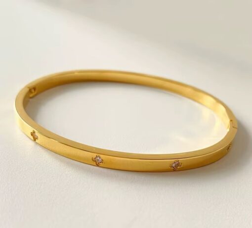 41119-1 Pulsera Dorado acero flor incrustado