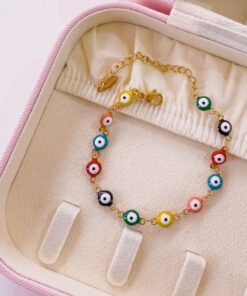 41133-3 Pulsera multicolor acero ojos turcos