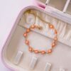 41133-1 Pulsera naranja acero ojos turcos