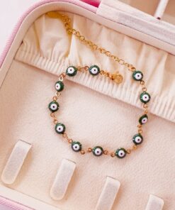 41133 - Pulsera verde militar acero ojos turcos