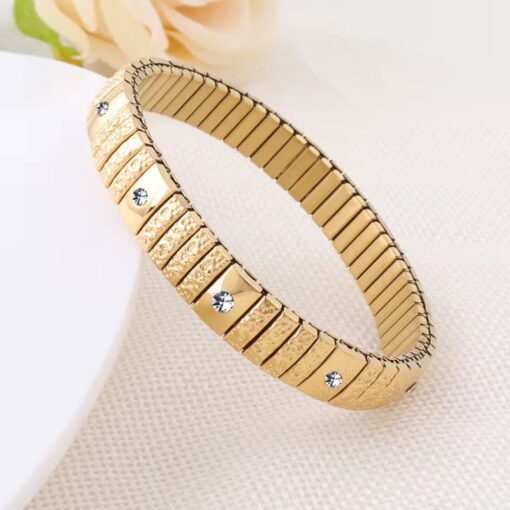 41136 - Pulsera acero dorada con cristales