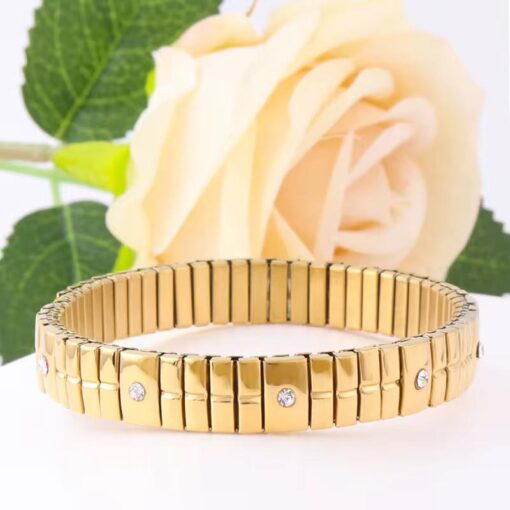 41136 - Pulsera acero dorada con cristales - Imagen 2