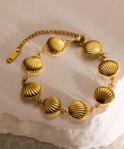 41141 - Pulsera acero dorada multi almejas