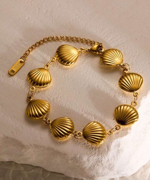 41141 - Pulsera acero dorada multi almejas