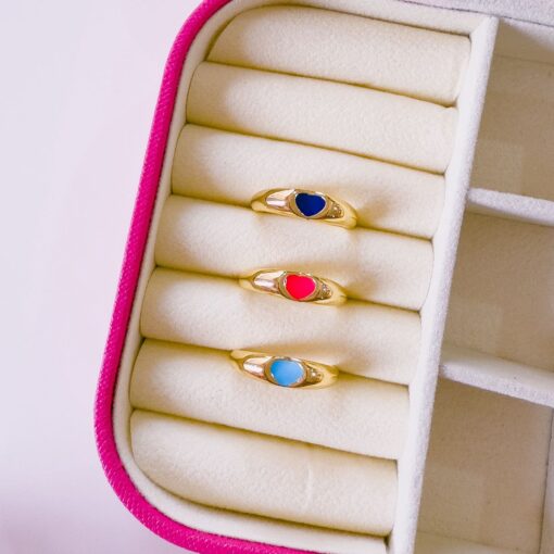 30001 - Anillos Acero corazon esmaltado