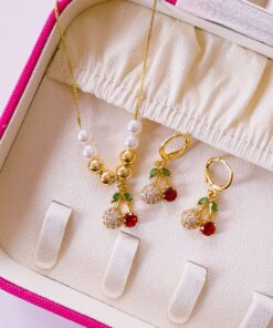 21011 - Collar set cereza con cristales