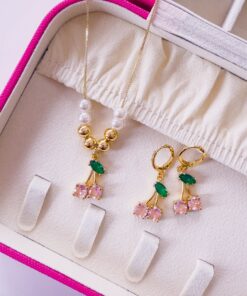 21011 - Collar set cereza rosado