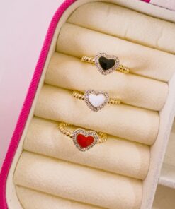 30003 - Anillo Rojo corazon con cristales