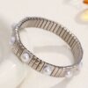 41058 - Pulsera Plateada Acero con perlas