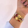41063 - Pulsera correa acero con dije cereza fresa