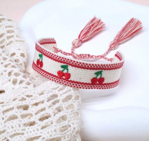 41073 - Pulsera cereza tela - Imagen 2