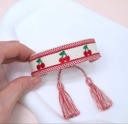 41073 - Pulsera cereza tela