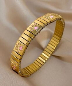 41071 - Pulsera Acero dorada huella rosada