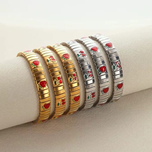 41068 - Pulsera plateada Acero multi fruta - Imagen 2