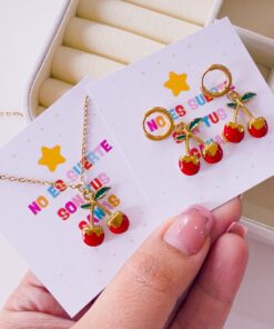 21053 - Collar set cereza acero