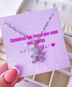 21054-1 Collar armado oso plateado
