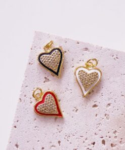 20148 - Dije corazon con cristales esmaltado