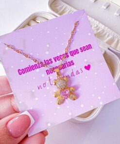 21054 - Collar Armado oso con corazon rosado