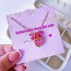21060 - Collar Armado corazon fucsia con corona