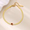 41065 - Pulsera Acero piel serpiente con corazon rojo
