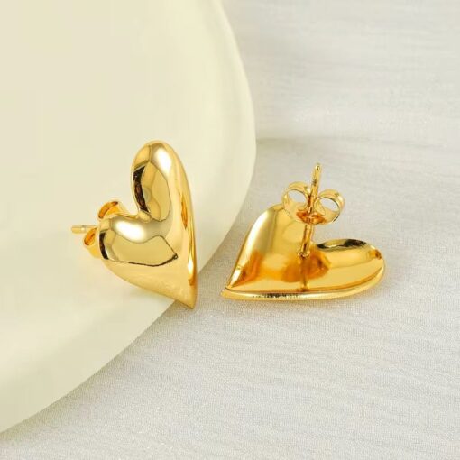 80106 - zarcillos acero dorado corazon