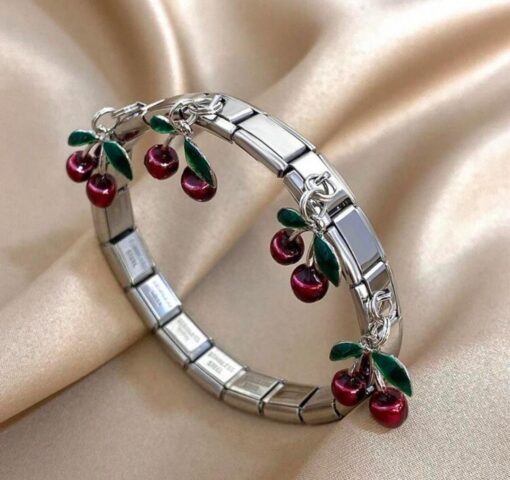 41094-3 Pulsera Plateado acero con cerezas