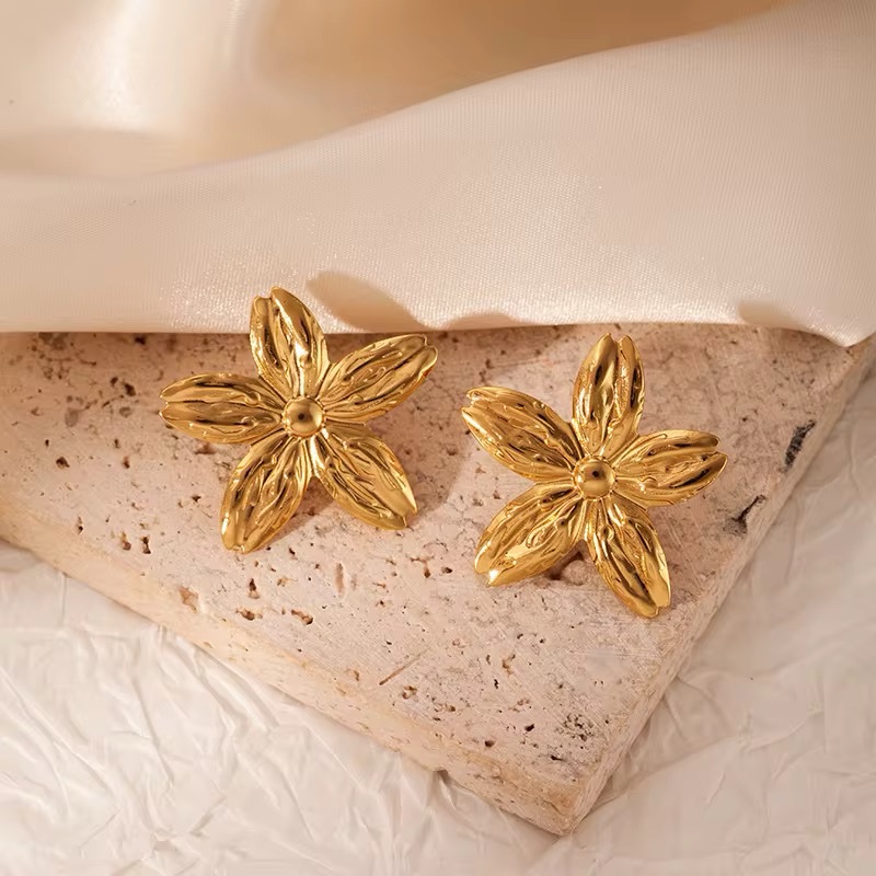 80020 - zarcillos de flor en acero