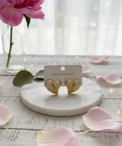 80100 - Zarcillos corazon esmaltado Blanco