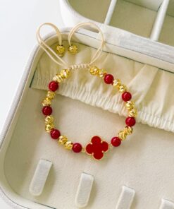 41010 - Pulsera Rojo armada trebol con balin