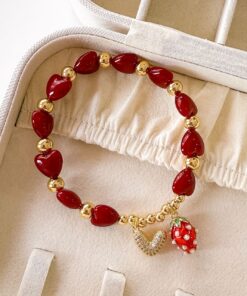41011-2 Pulsera roja balin corazon fresa