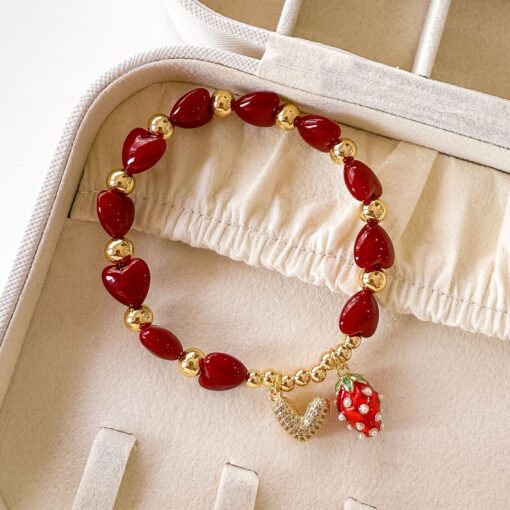 41011-2 Pulsera roja balin corazon fresa