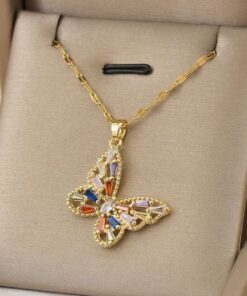 21037 - Collar armado mariposa con cristales