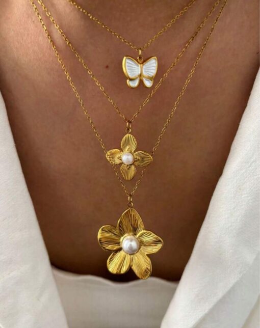 21076 - Collar Armado flor con perla