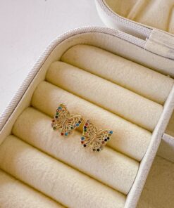 80070 - zarcillos topitos multicolor mariposa