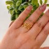 30002-3 Anillos Rodio tiras con bolita