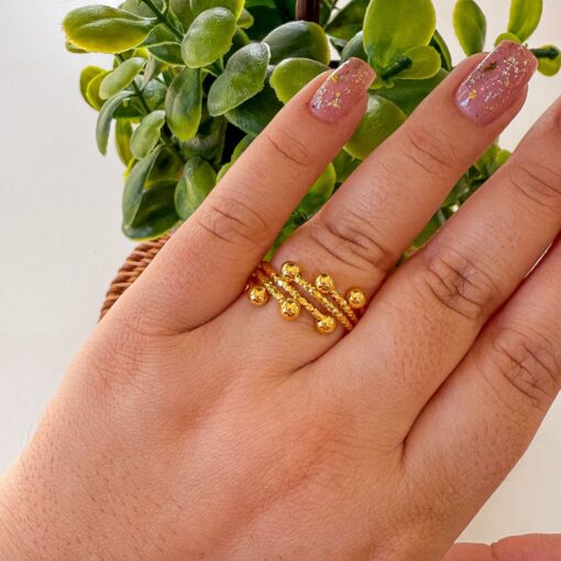 30002-3 Anillos Rodio tiras con bolita