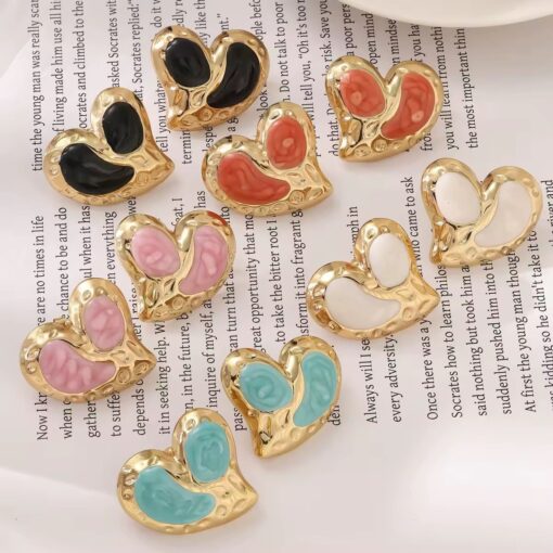 80100 - Zarcillos corazon esmaltado