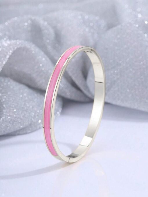 41043-1 Pulsera Acero Plateada Rosada