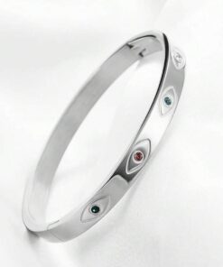 41097 - Pulsera acero ojos turcos plateada