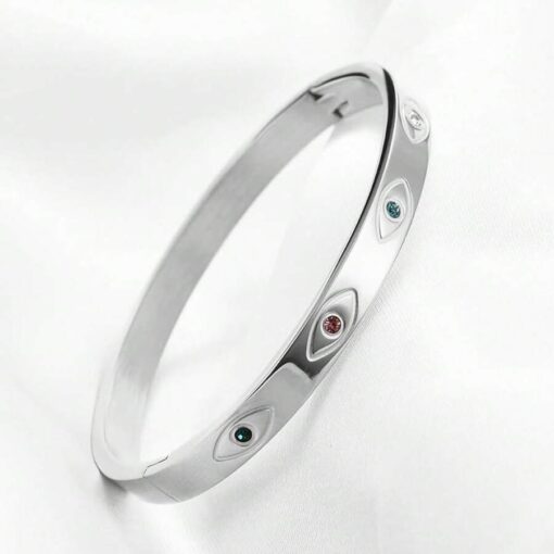 41097 - Pulsera acero ojos turcos plateada