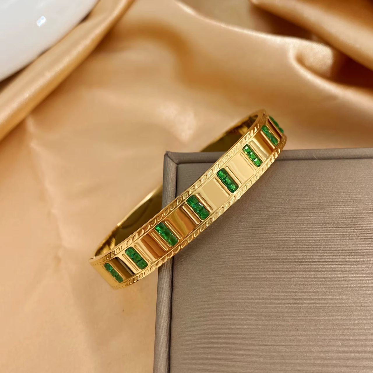 41057 - Pulsera Acero cristal verde