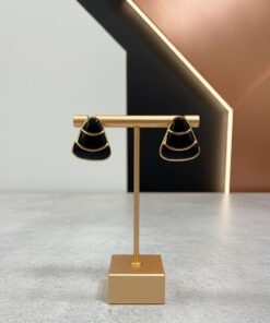 80050 - Zarcillos acero triangulo esmaltado negro