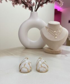 80060 - Zarcillos acero ovalo esmaltado
