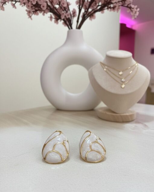 80060 - Zarcillos acero ovalo esmaltado