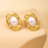 80095 - Zarcillos acero dorado con perla