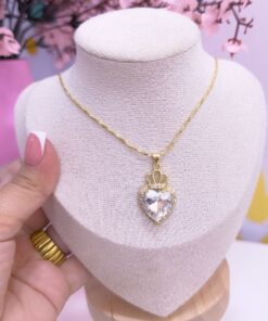 21056 - Collar armado Corazón cristal transparente