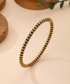 41096 - Pulsera acero ondas negra