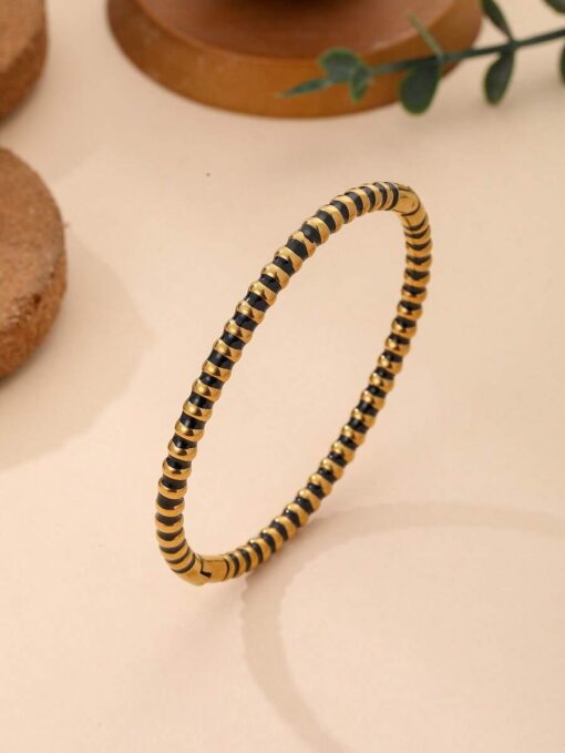 41096 - Pulsera acero ondas negra